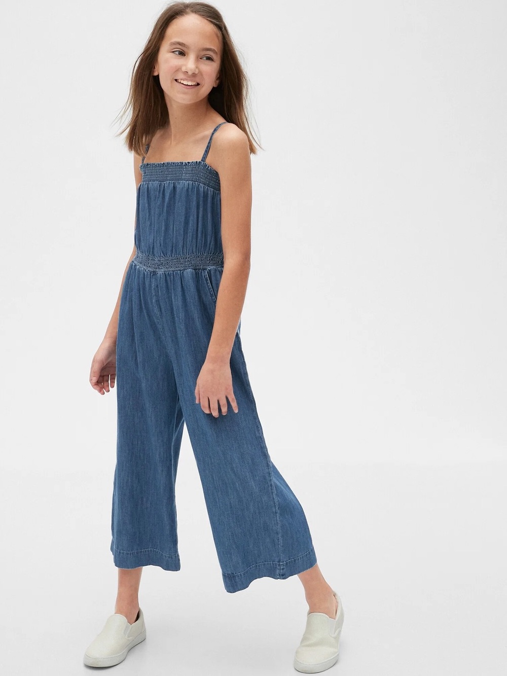 Gap Girls Wide Leg Crop Denim Jumpsuit XXL 14/16